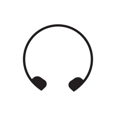 Headphones earphones flat icon. Headset silhouette