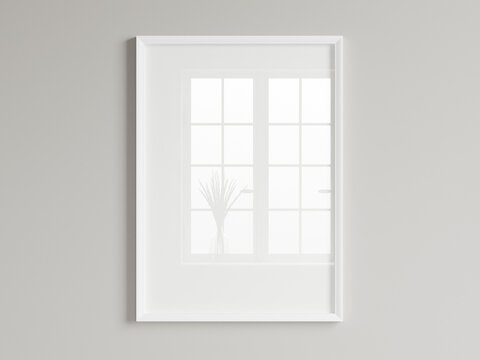 minimalist frame mockup, vertical frame on the wall, 3d render
