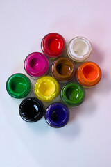 Colorful and vibrant Fabric color bottles 