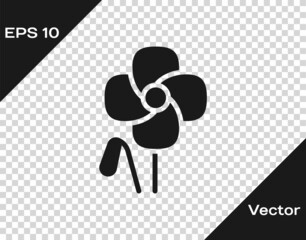 Black Poppy flower icon isolated on transparent background. Vector