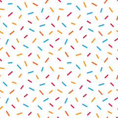 Colorful confetti, sprinkles vector seamless pattern background for party, celebration design.
