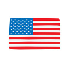 Vector hand drawn doodle sketch American USA flag isolated on white background