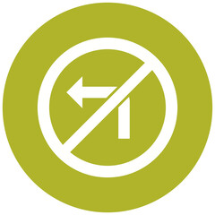 No Left Turn Icon Design