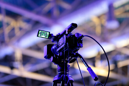 professional television camera on a tripod