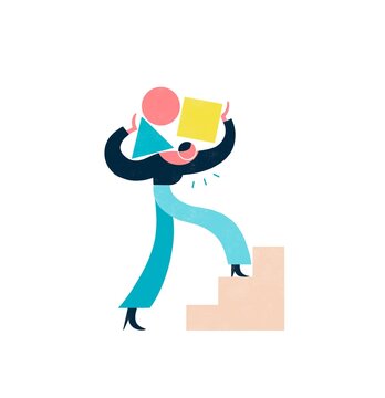 Spot Illustration Icon of Person Carrying Shapes
