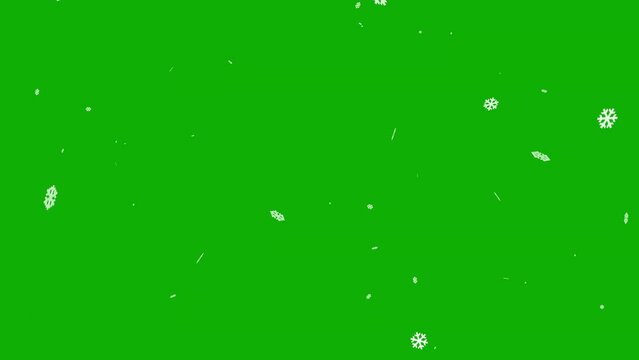 Snow flakes motion graphics with green screen background