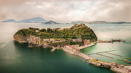 Italy, Naples, view of Nisida and Ischia island