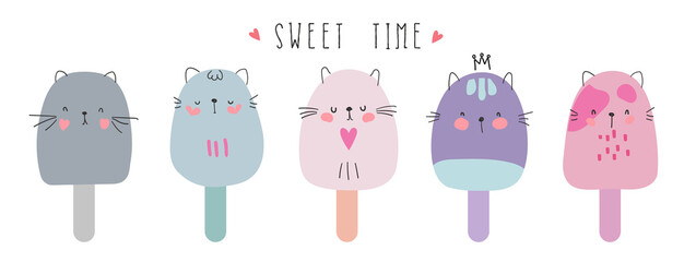 Doodle Cute hand drawing funny animal parade greeting card cartoon