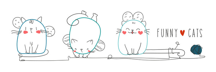 Doodle Cute hand drawing funny animal parade greeting card cartoon