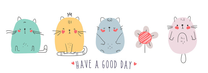 Doodle Cute hand drawing funny animal parade greeting card cartoon