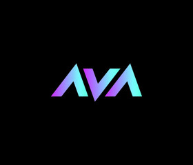 AVA Letter Typhography Text  Monogram Logo Design Vector