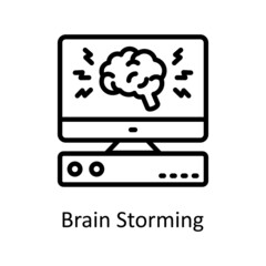 Brain Storming vector outline Icon Design illustration. Artificial Intelligence Symbol on White background EPS 10 File