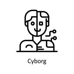 Cyborg vector outline Icon Design illustration. Artificial Intelligence Symbol on White background EPS 10 File