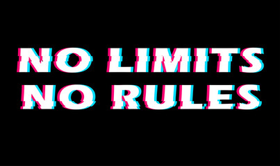 Text illustration for t-shirt or sticker. No limits no rules