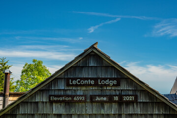Fototapeta na wymiar Mount LeConte Lodge Under Blue Sky On June 18, 2021