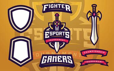 Esports Gamers Logo Template Creator with Sword for Gaming Team