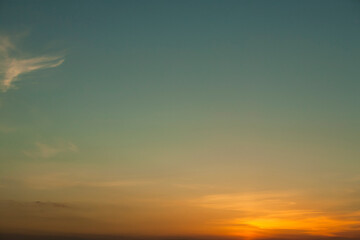 Dusk sunset sky with light cirrus clouds Taken on 22 March which is the first day of Spring or Vernal equinox. Kildare, Ireland.
