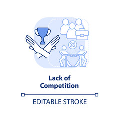 Lack of competition light blue concept icon. Cooperative society drawback abstract idea thin line illustration. Isolated outline drawing. Editable stroke. Arial, Myriad Pro-Bold fonts used