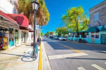 Key West famous Duval street view, south Florida Keys - obrazy, fototapety, plakaty