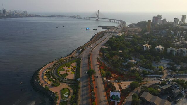 bandra western express way top bird eye view sunset sunrise warli sealink