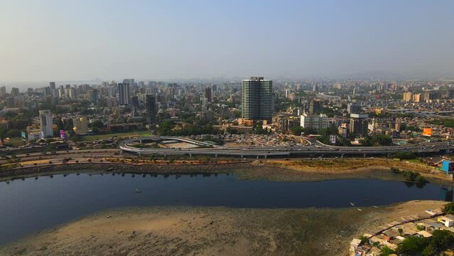 bandra western express way top bird eye view sunset sunrise warli sealink
