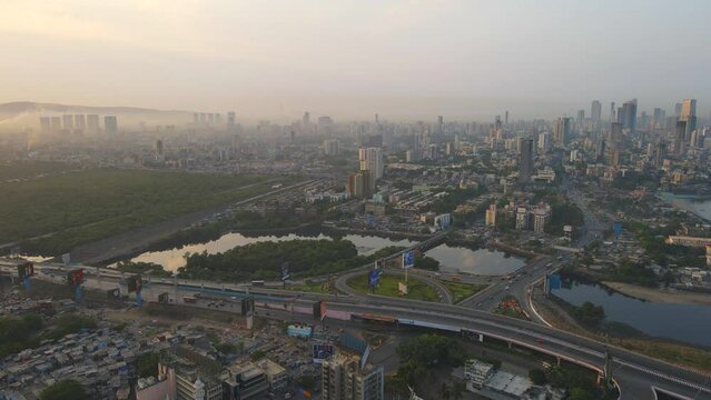 bandra western express way top bird eye view sunset sunrise warli sealink
