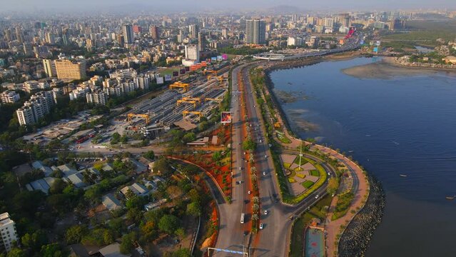 bandra western express way top bird eye view sunset sunrise warli sealink