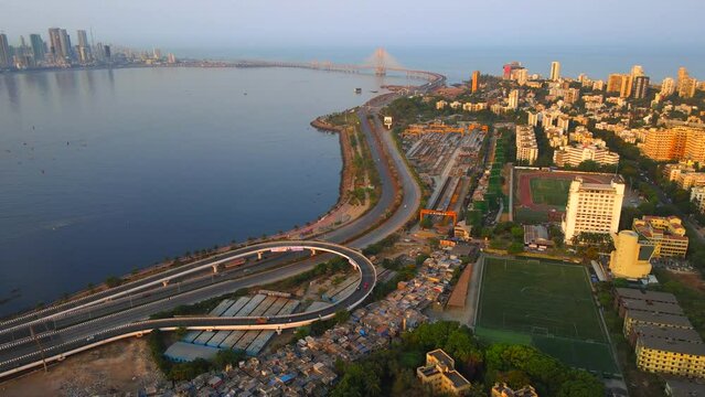 bandra western express way top bird eye view sunset sunrise warli sealink