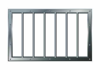 Vector illustration of prison bars window isolated on white background. Realistic prison metal lattice. Jail window with bars. Jail break. 
