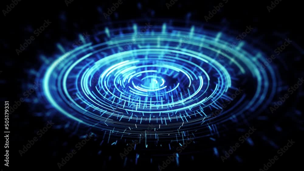 Wall mural abstract hud technology circles background loop/ 4k animation of an abstract design graphic technolo