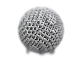 Models printed on 3D printer for metal macro. Object surface close-up. Layout created on metal 3D printer. New modern progressive additive 3D printing technology. Prototyping, Industrial production