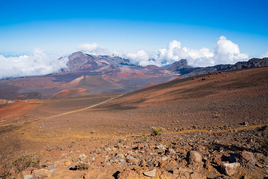 haleakala crater and cinder cones on valley floor maui hawaii