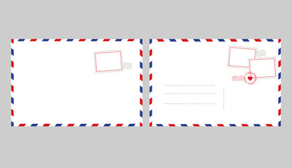 envelope with stamp airmail - obrazy, fototapety, plakaty