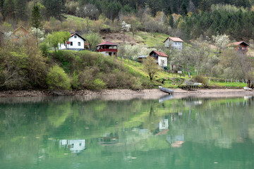 Drina Cruise Series. With reflections of the surroundings in the beautiful colors of the river.