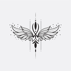 outlines art bird wings with geometric lines Vector