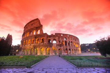 Fototapeta na wymiar Colosseum at sunrise, Rome, Italy