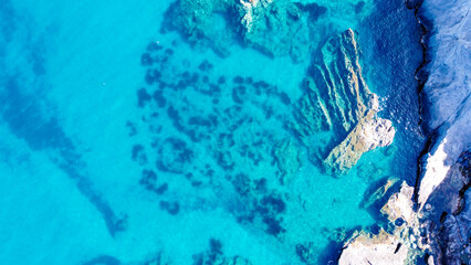 Coast and crystalline sea of the island of Ponza. Lazio, Italy