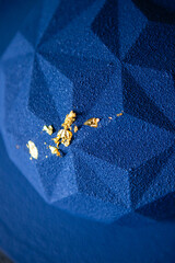 geometric blue cake with gilding