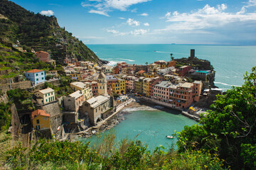 Italian coast of Cinque Terre with beautiful view