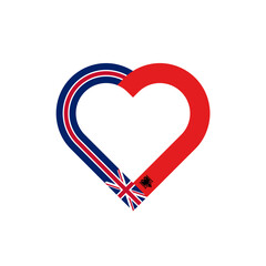 unity concept. heart ribbon icon of united kingdom and albania flags. vector illustration isolated on white background