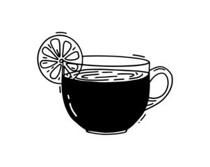 tea lemon cup doodle vector illustration. Sketchy Tea Time