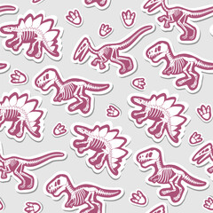  Sticker vector pattern with dinosaur skeleton.  © Оксана Омельченко
