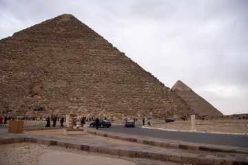 View to  Khafre pyramids from pyramid of pharaoh Cheops, Giza Plateau, Egypt. UNESCO World Heritage