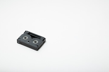 single video camera magnetic tape cassette on a white background