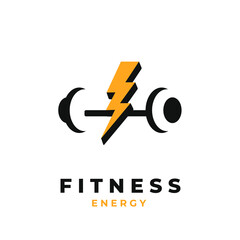 Fitness energy barbell illustration logo