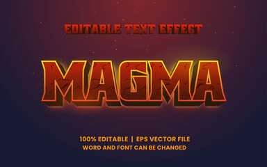editable text effect with realistic red volcano magma game style