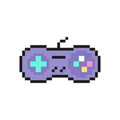 Vintage video game console gamepad icon in pixel art design isolated on white background © Derter