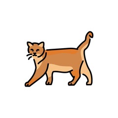 Happy cat standing color line icon. Pictogram for web page
