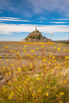 Famous Le Mont Saint-Michel tidal island in Normandy, France