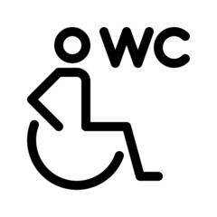 Toilet sign for handicapped people. Editable stroke. Vector graphics